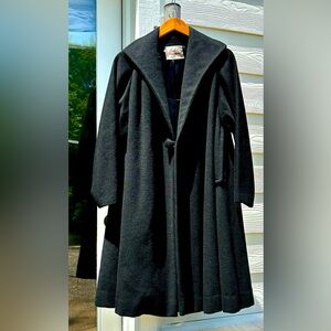 Vintage 100% Wool 1950s Coat, Black